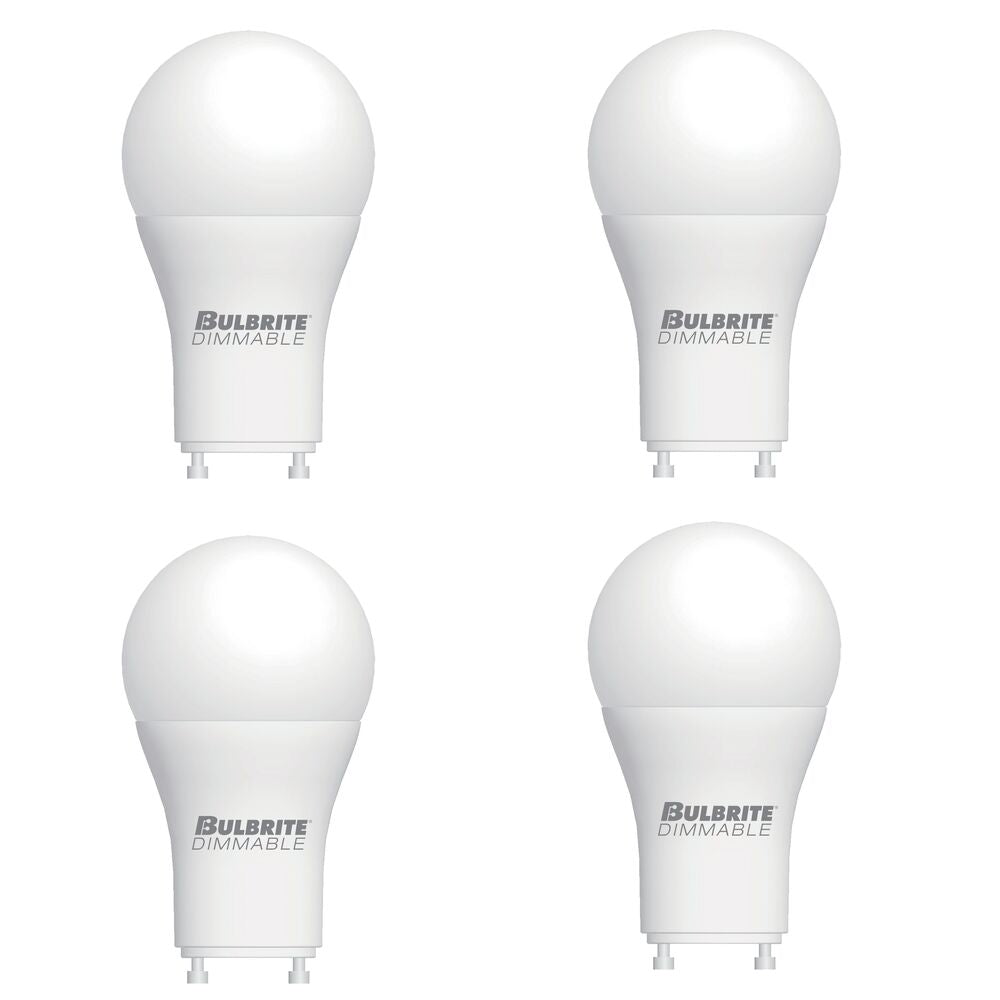 Bulbrite Pack of (4) 9 Watt Dimmable Frost A19 LED Light Bulbs with Twist and Lock Bi-Pin (GU24) Base, 3000K Soft White Light, 800 Lumens