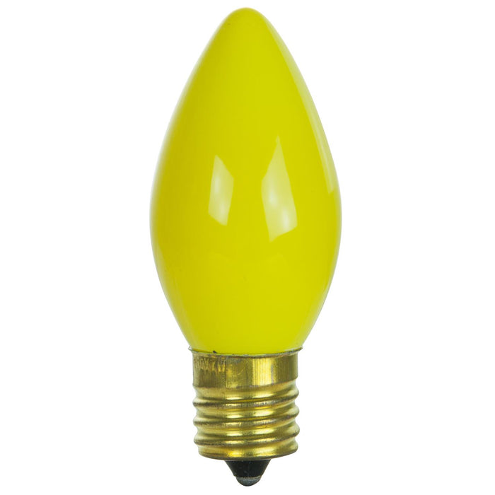 Sunlite 7 Watt C9 Colored Night Light, Intermediate Base, Ceramic Yellow 25 Pack