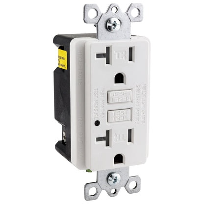 Sunlite 55415-SU GFCI Duplex Outlet, 20 Amp, 120 VAC, 2 Pole/3 Wire, Tamper Resistant, Wallplate Included, ETL Listed, White 1 Pack