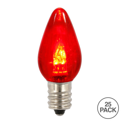 Vickerman C7 Transparent Plastic LED Red Dimmable Bulb, 50 Pack.
