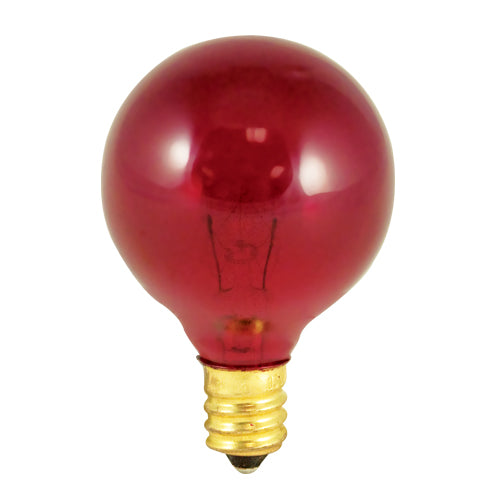 Bulbrite 10G12R 10 Watt Incandescent G12 Globe, Candelabra Base, Transparent Red