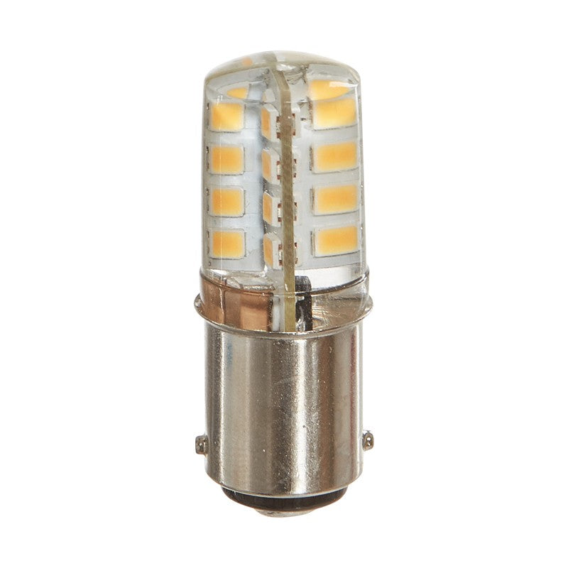 Luxrite LED T4 Shaped Double Contact Light Bulb, BA15D Base, 3W, 200 Lumens, 120V, 2700K - Warm White, 80 CRI, Clear Finish (LR24629)