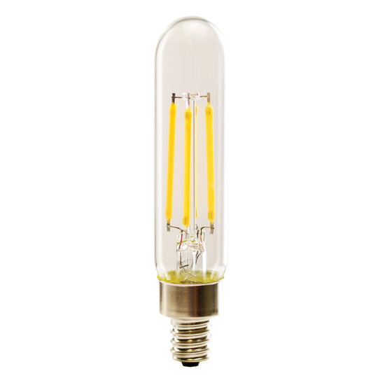 Luxrite LED T6.5 Tubular Light Bulb, E12 Candelabra Base, 5W, 5000K - Bright White, 80 CRI, Clear Finish, Dimmable (LR21659)