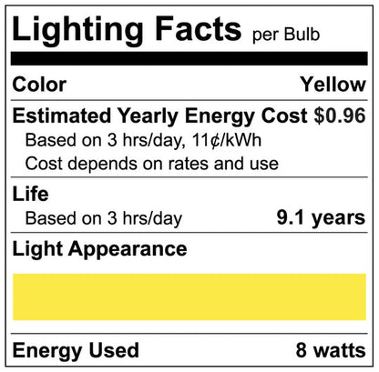 Luxrite LED A19 Colored Light Bulb, E26 - Medium Base, 8W, Yellow Finish, Non-Dimmable, Shatter Proof, Pack of 15 (LR21490)