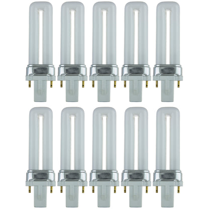 Sunlite PL5/SP27K/10PK 2-Pin Fluorescent 5W 2700K Warm White U Shaped PL CFL Twin Tube Plugin Light Bulbs with G23 Base (10 Pack)