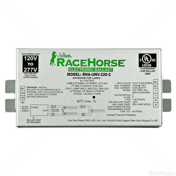 Fulham Racehorse RHA-UNV-226-K - Contractor Kit (1 or 2) Lamps - With a Max Load of 57 Watts - 120/277 Volt