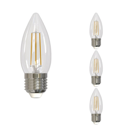 Bulbrite LED Filament Pack of (4) 5.5 Watt Dimmable B11 Light Bulbs with Clear Glass Finish and Medium (E26) Base - 3000K (Soft White Light), 500 Lumens