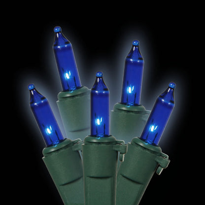 Vickerman 100 Blue Mini Light on Green Wire, 33' Christmas Light Strand- 2 Pack