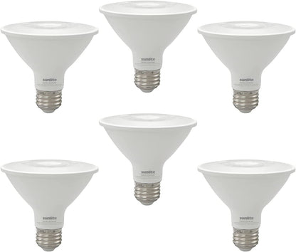 Sunlite 80968 LED PAR30 Reflector Light Bulb, 9 Watts (75 Watts Equivalent), 750 Lumens, Medium E26 Base, 90 CRI, Dimmable, Floodlight, Energy Star Certified, ETL Listed, 40K-Cool White, 6 Count