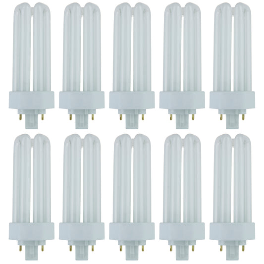 Sunlite PLT26/E/SP27K/10PK 2700K Warm White Fluorescent 26W PLD Triple U-Shaped Twin Tube CFL Bulbs with 4-Pin GX24Q-3 Base (10 Pack)