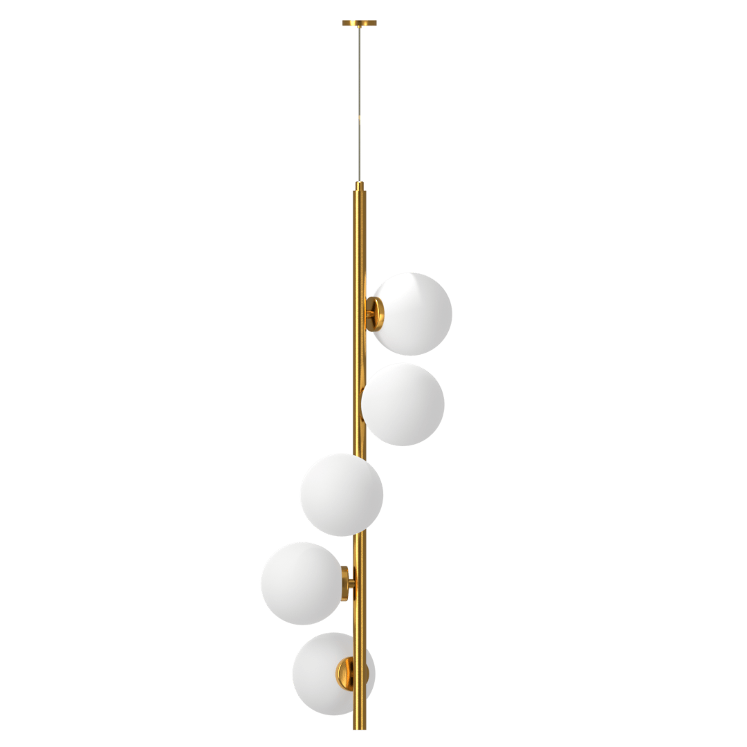 Arano Five Light Single Pole Linear Globe Pendant Fixture