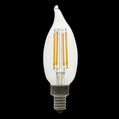 Luxrite LED Flame Tip Chandelier Light Bulb, E12 Candelabra Base, 5W, 2700K - Warm White, 500 Lumens, 80 CRI, Clear Finish, Dimmable, Pack of 10 (LR21593)