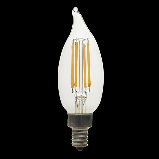 Luxrite LED Flame Tip Chandelier Light Bulb, E12 Candelabra Base, 5W, 2700K - Warm White, 500 Lumens, 80 CRI, Clear Finish, Dimmable (LR21593)