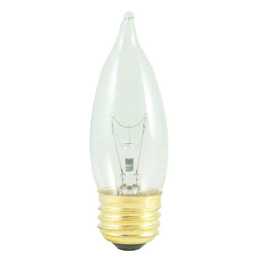 Bulbrite 40EFC/2 40 Watt Incandescent CA10 Flame Tip Chandelier Bulb, Medium Base, Clear