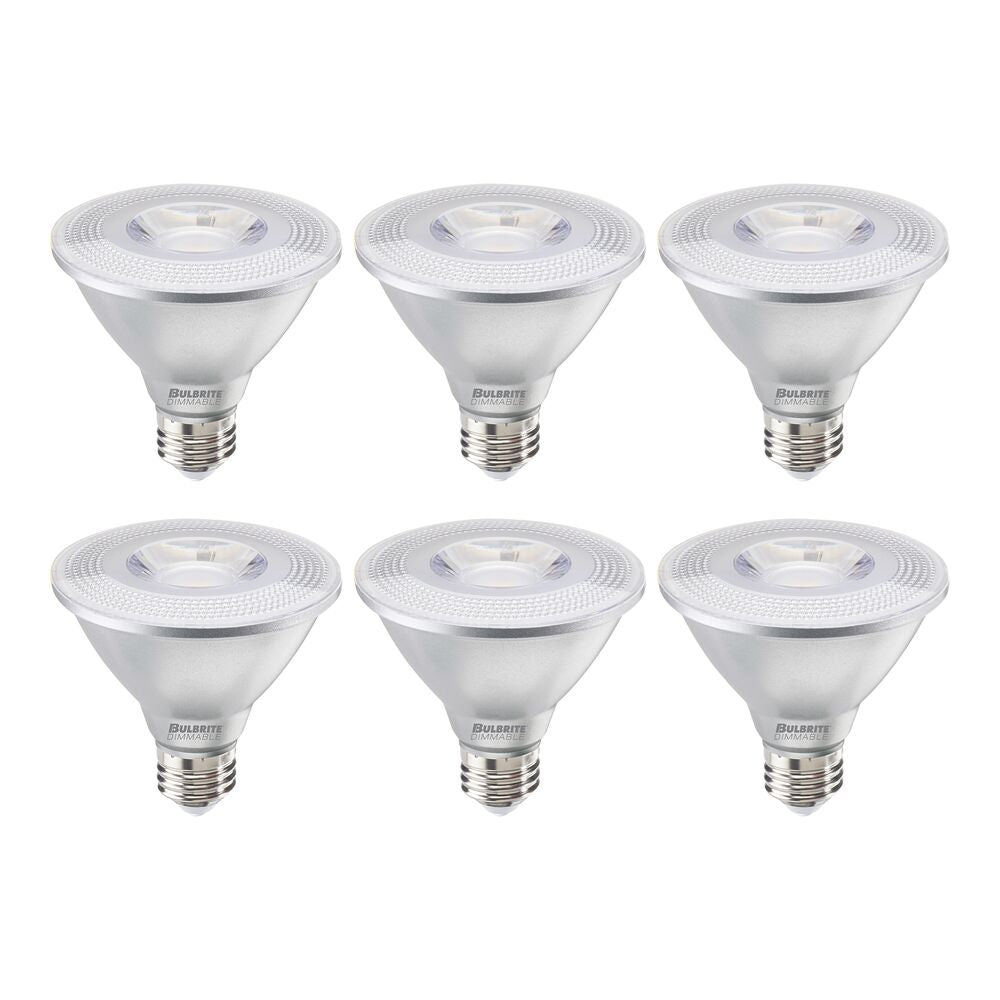 Bulbrite Pack of (6) 10 Watt Dimmable Flood PAR30SN Medium (E26) LED Bulb - 800 Lumens, 2700K, and 90 CRI