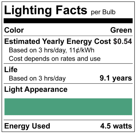 Luxrite LED B11 Colored Filament Torpedo Light Bulb, E12 Candelabra Base, 4.5W, Green Finish (LR21742)