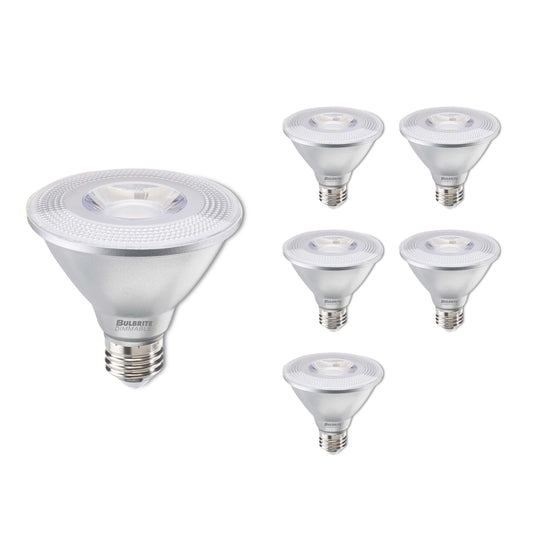 Bulbrite Pack of (6) 10 Watt Dimmable Flood PAR30SN Medium (E26) LED Bulb - 800 Lumens, 3000K, and 80 CRI