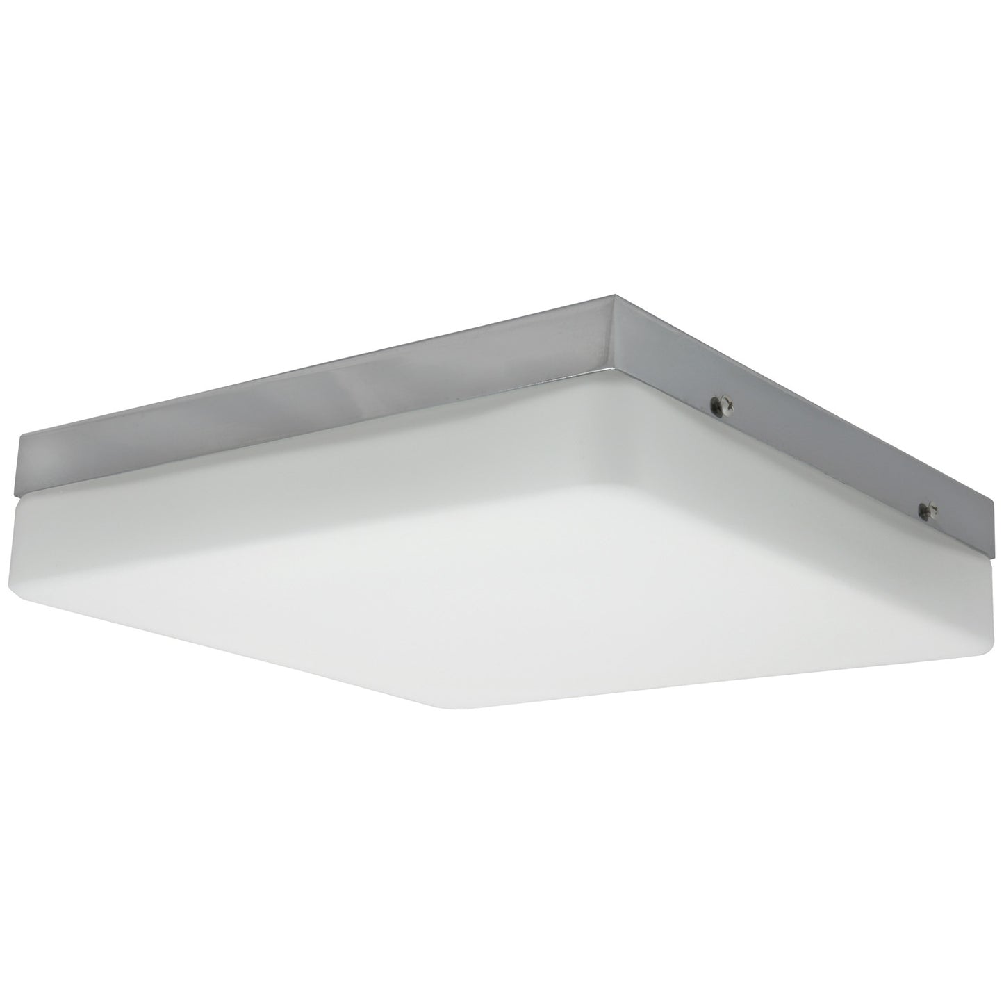 12" LED Square Chrome Fixture White Glass Lens