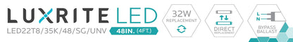 Luxrite Retrofit Tube LED18T8/35K/48/SG/UNV 3500K Neutral White
