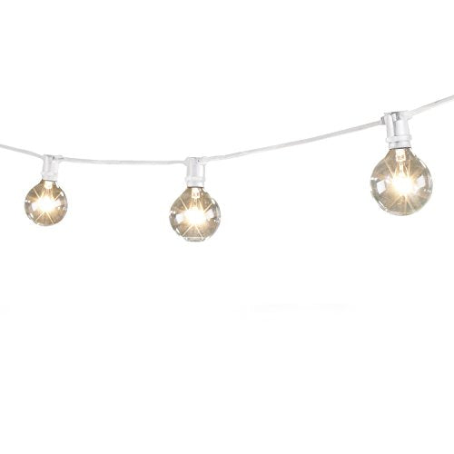 Bulbrite STRING15/E12/WHITE-G16KT Outdoor Mini String Light w/Incandescent G16 Globe Bulbs, 25-Feet, 15 Lights Sockets, White