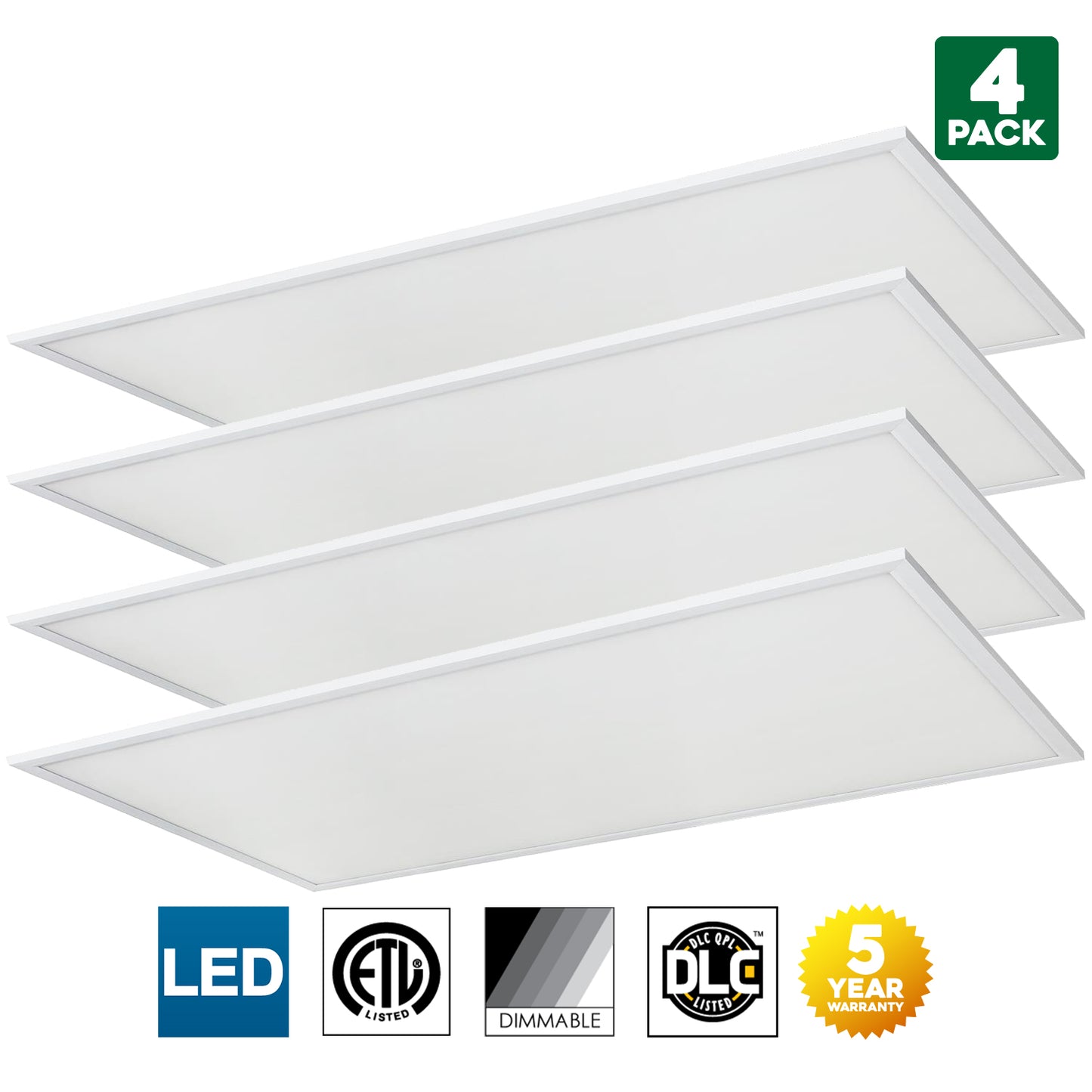 Sunlite LFX/2X4/60W/DLC/50K/D/MV/0-10V/2PK 60 Watt Integrated LED Lamp Super White