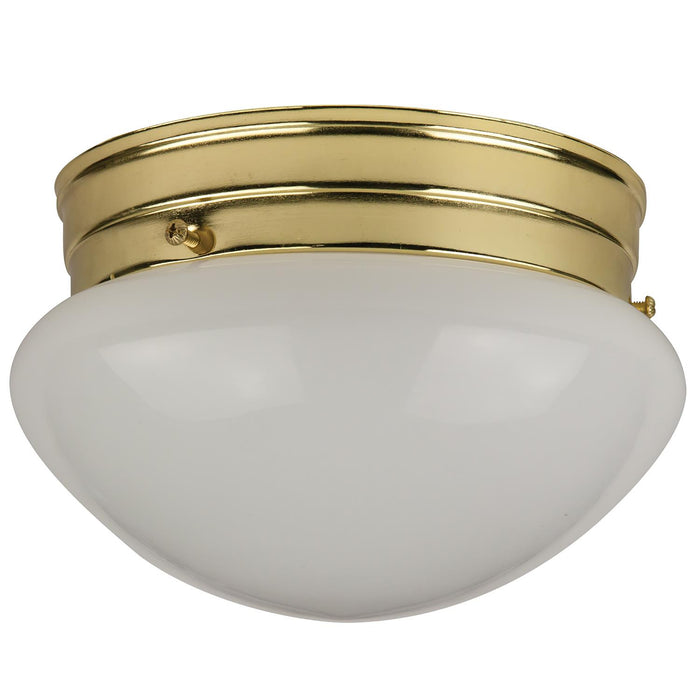 Sunlite 6" Decorative Mushroom Style Ceiling Fixture, Polished Brass Finish, White Glass
