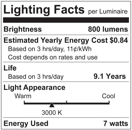 Luxrite LED B11 Torpedo Tip Chandelier Light Bulb, E12 Candelabra Base, 7W, 3000K - Soft White, 800 Lumens, 80 CRI, Clear Finish, Dimmable (LR21634)