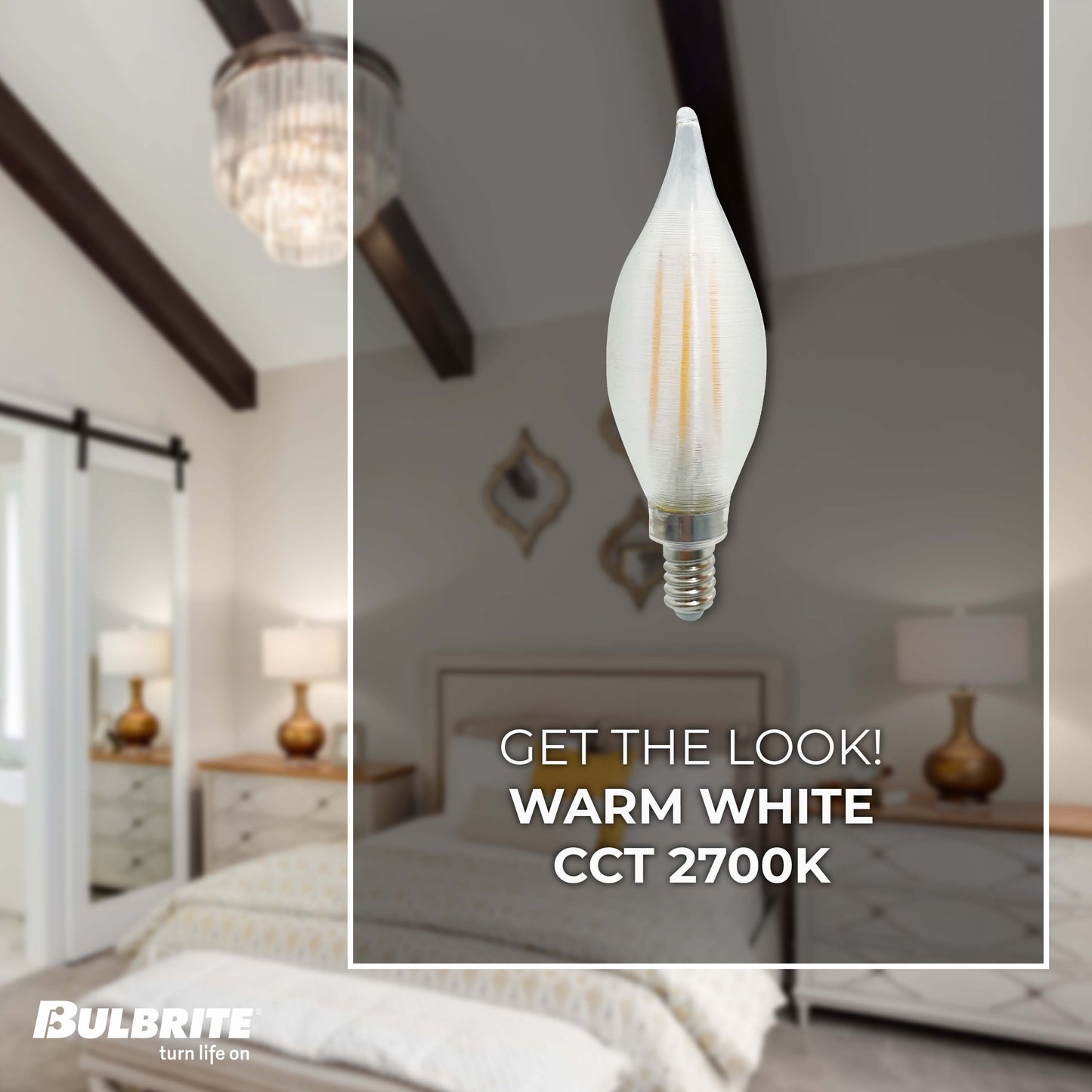 Bulbrite Spunlite Pack of (4) 4 Watt Dimmable C11 LED Filament Light Bulb with Satin Glass Finish and Candelabra (E12) Base - 2700K (Warm White Light), 350 Lumens