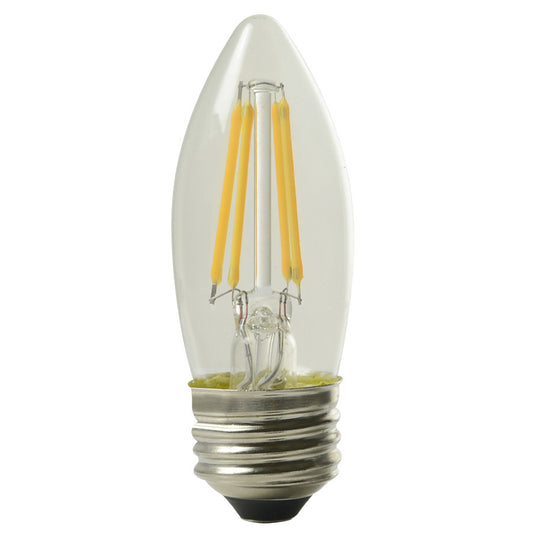 Luxrite LED B11 Torpedo Tip Chandelier Light Bulb, E26 Medium Base, 5W, 2700K - Warm White, 550 Lumens, 80 CRI, Clear Finish, Dimmable (LR21602)