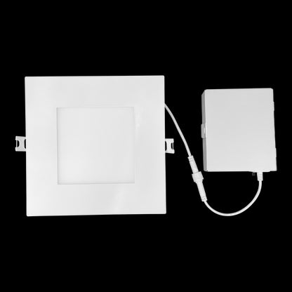 Luxrite LED 6" Mini Panel High Output Square Smooth Canless Wafer Spotlight, 15W, 1400 Lumens, Color Selectable - 2700K/3000K/3500K/4000K/5000K, 80 CRI, White Finish, Dimmable (LR23747)