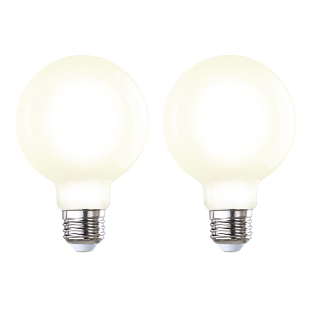 Bulbrite Pack of (2) 8.5 Watt Dimmable Milky Filament G25 Medium (E26) LED Bulb - 800 Lumens, 3000K, and 90 CRI