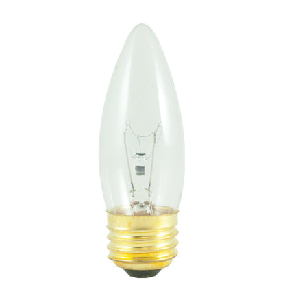 Bulbrite 25ETC/3 25 Watt Incandescent B10 Torpedo Chandelier Bulb, Medium Base, Clear