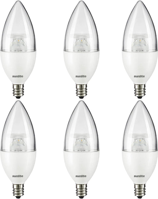 LED B11 Clear Torpedo Tip Chandelier Light Bulb, 7 Watts (60W Equivalent) 500 Lumens, Candelabra E12 Base, Dimmable Energy Star and ETL Certified, 5000K Daylight, 6 Count