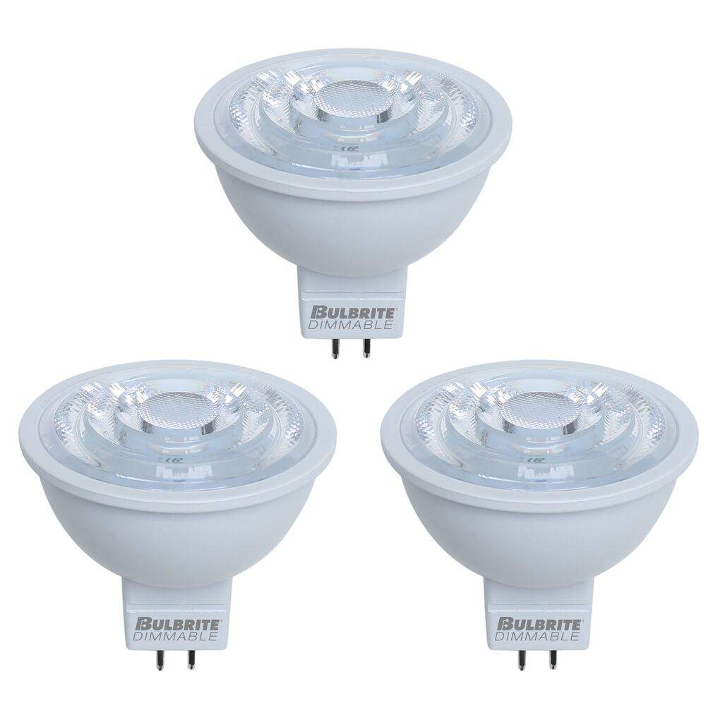 Bulbrite Pack of (3) 7.5 Watt Dimmable Flood MR16 Bi-Pin (GU5.3) LED Bulb - 570 Lumens, 2700K, and 90 CRI