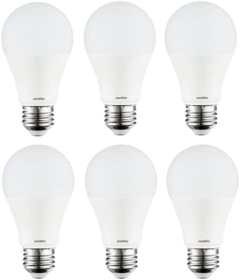 Sunlite 80881-SU LED A19 Standard Light Bulb, 11 Watts (75W Equivalent), 1100 Lumens, Medium Base (E26), Dimmable, UL Listed, Energy Star, 5000K Daylight, 6 Count