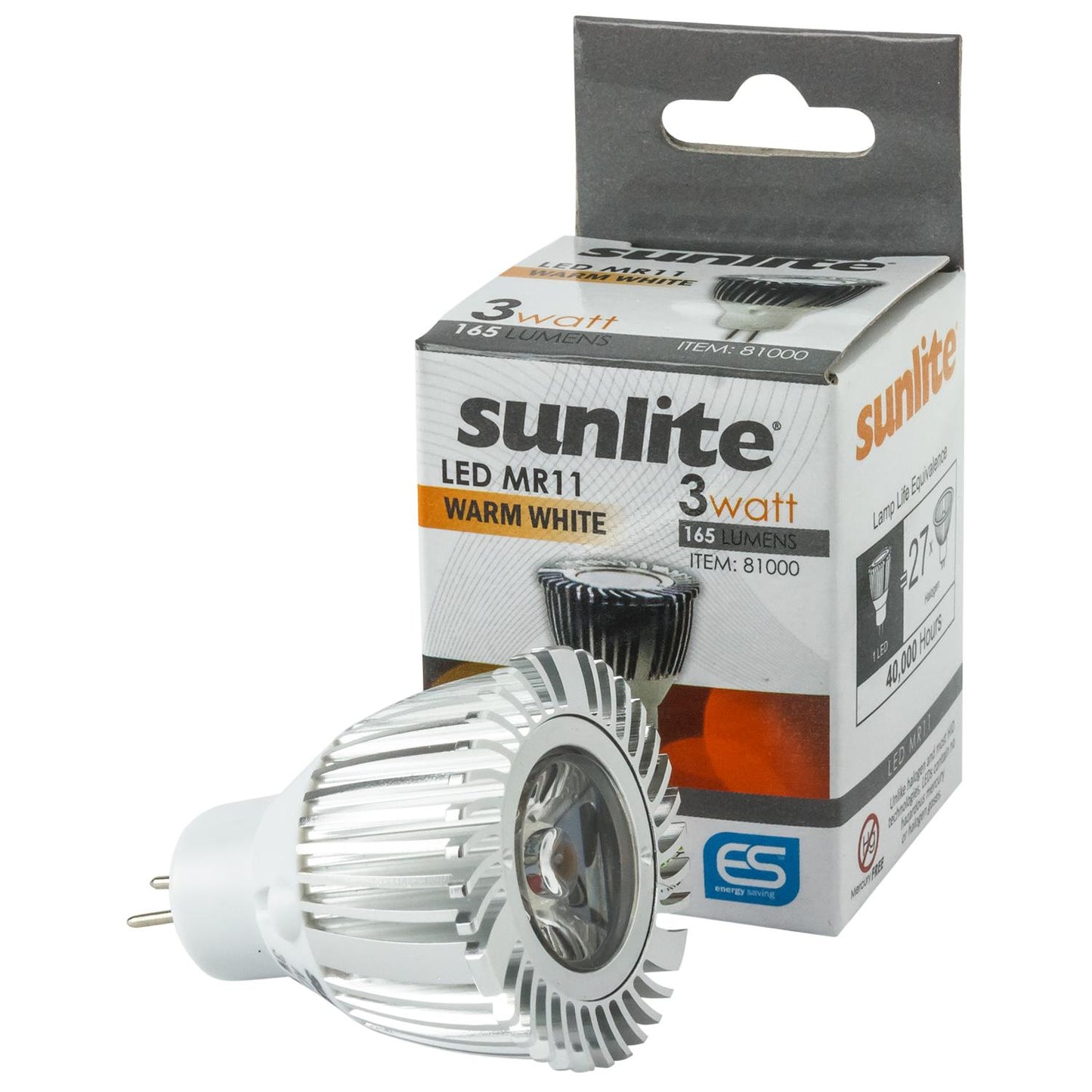 Sunlite LED MR11 Mini Reflector 3W (15W Equivalent) Bi-Pin (GU4) Base Warm White