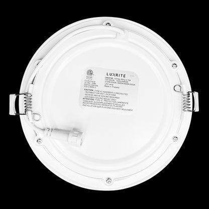 Luxrite LED 6" Mini Panel High Output Round Smooth Canless Wafer Spotlight, 15W, 1400 Lumens, Color Selectable - 2700K/3000K/3500K/4000K/5000K, 80 CRI, White Finish, Dimmable (LR23745)