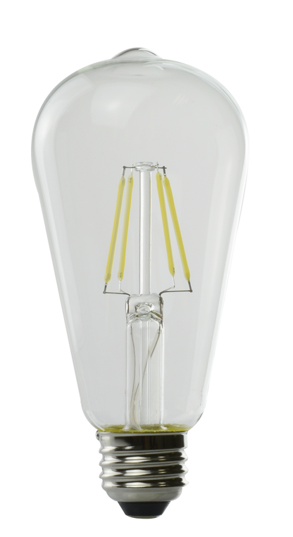 Luxrite LED ST19 Filament Style Light Bulb, E26 Medium Base, 5W, 2700K - Warm White, 80 CRI, Clear Finish, Dimmable, Pack of 7 (LR21616)