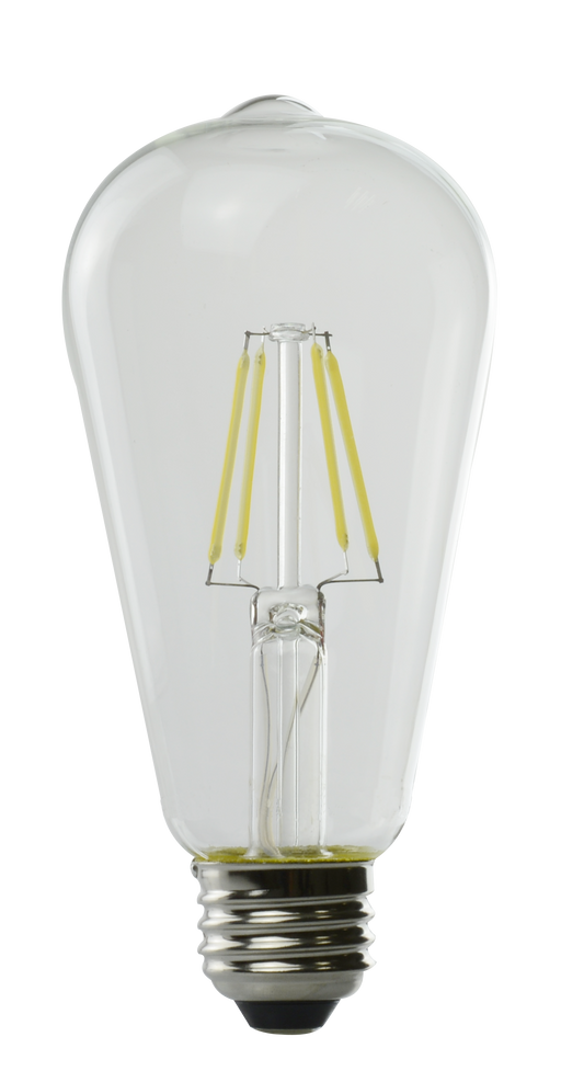 Luxrite LED ST19 Filament Style Light Bulb, E26 Medium Base, 5W, 2700K - Warm White, 80 CRI, Clear Finish, Dimmable, Pack of 7 (LR21616)