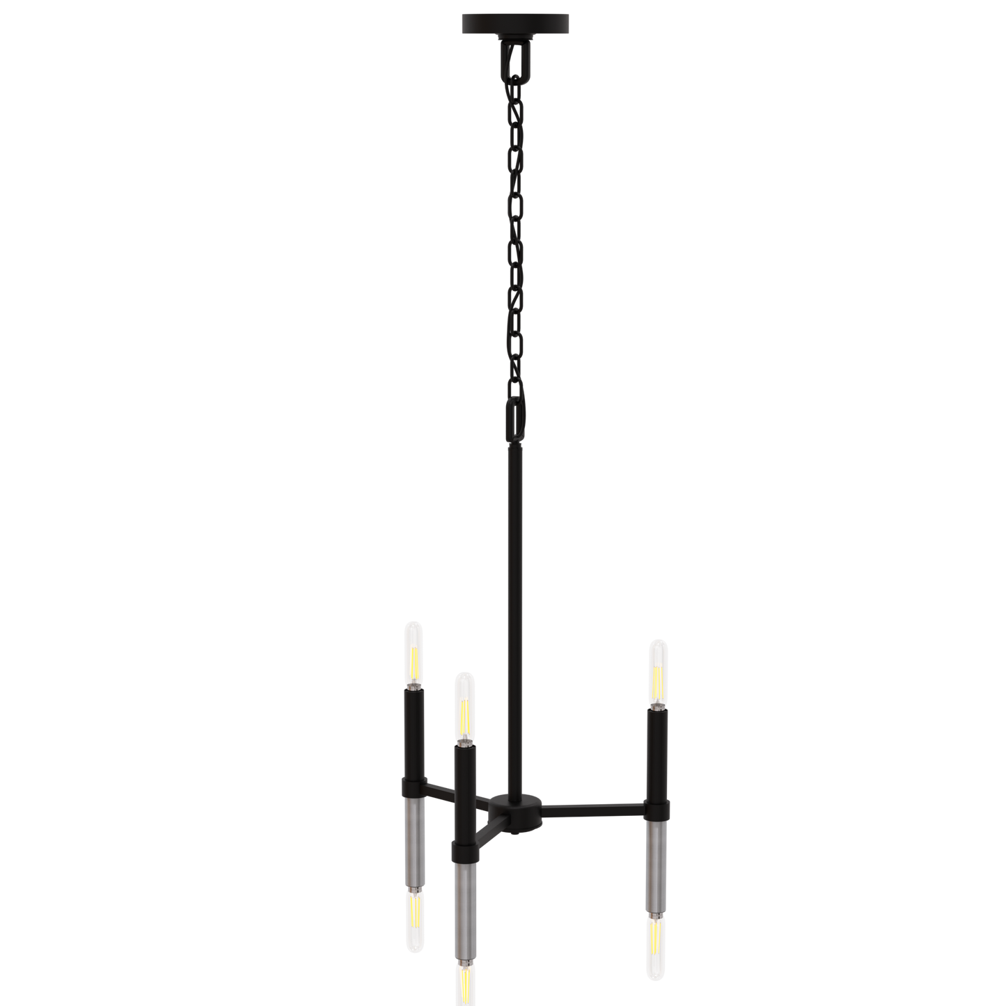 Bastone Six Light Modern Up/Down Chandelier Fixture Black and Brushed Nickel