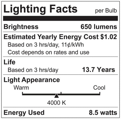 Luxrite LED BR30 Reflector Light Bulb, 8.5W, 650 Lumens, 4000K - Cool White, 80 CRI, Frosted White Finish, Dimmable (LR31873)