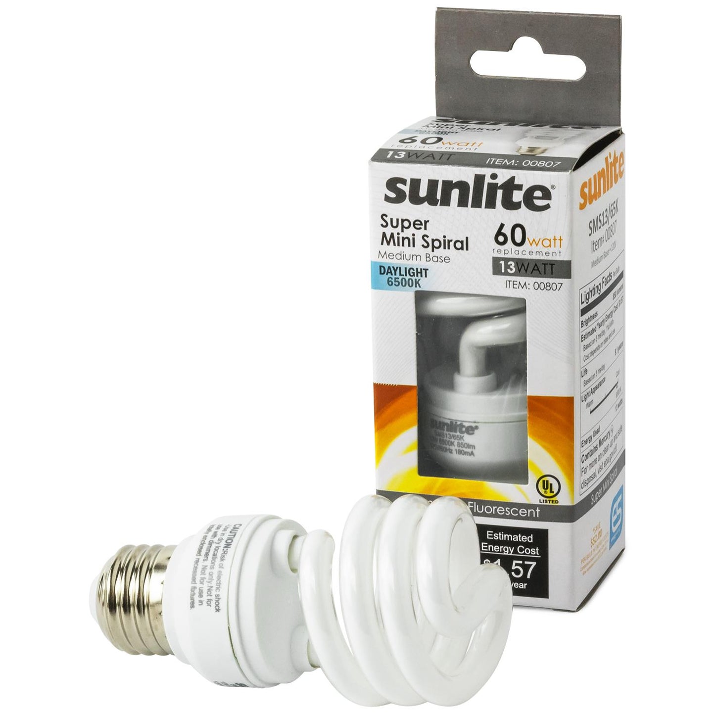 Sunlite 13 Watt Super Mini Spiral Medium Base Daylight (6 Pack)