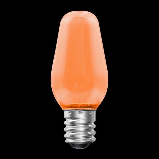 Luxrite LED C7 Small Light Bulb, E12 Candelabra Base, 0.5W, Orange Finish, Pack of 12 (LR21756)