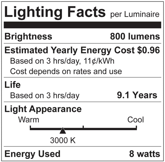 Luxrite LED A19 Light Bulb, E26 Medium Base, 8W, 3000K - Soft White, 800 Lumens, 80 CRI, Clear Glass Filament Finish, Dimmable, Pack of 8 (LR21613)