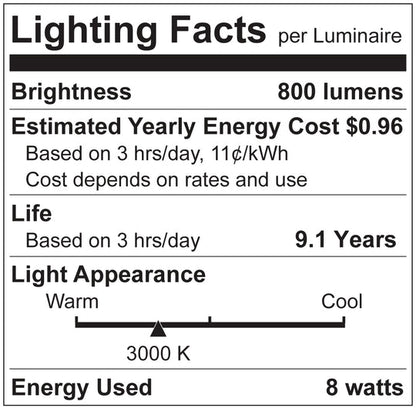 Luxrite LED A19 Light Bulb, E26 Medium Base, 8W, 3000K - Soft White, 800 Lumens, 80 CRI, Clear Glass Filament Finish, Dimmable (LR21613)