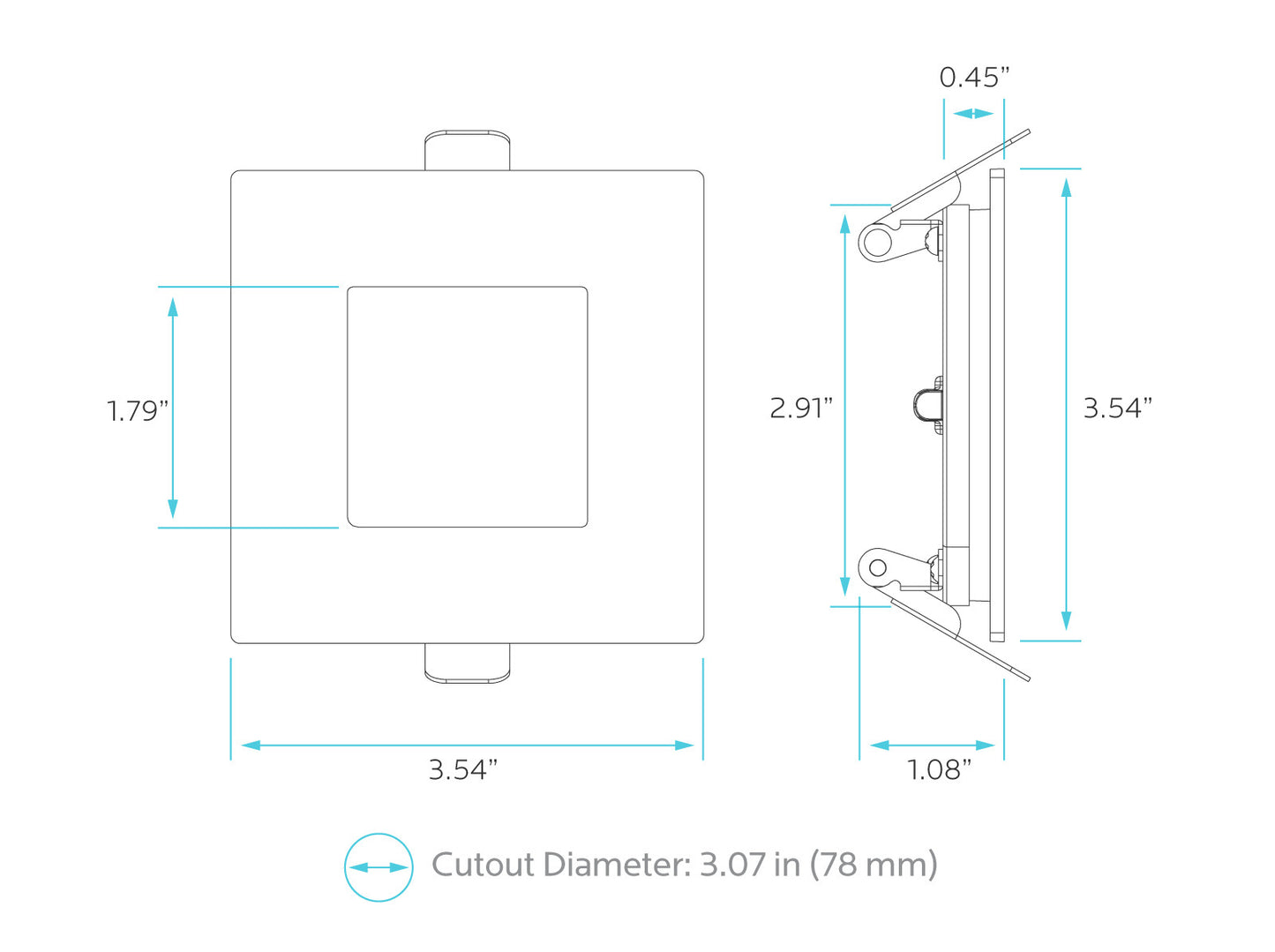 Luxrite LED 3" Mini Panel Square Smooth Canless Wafer Spotlight, 8W, 540 Lumens, Color Selectable - 2700K/3000K/3500K/4000K/5000K, 80 CRI, White Finish, Dimmable, Pack of 3 (LR23754)