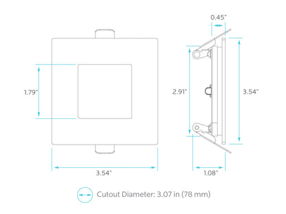Luxrite LED 3" Mini Panel Square Smooth Canless Wafer Spotlight, 8W, 540 Lumens, Color Selectable - 2700K/3000K/3500K/4000K/5000K, 80 CRI, White Finish, Dimmable, Pack of 3 (LR23754)