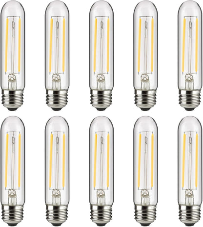 Sunlite LED Filament T10 Tubular Light Bulb, 2 Watts (25W Equivalent), 160 Lumens, Medium E26 Base, 120 Volts, Dimmable, 90 CRI, UL Listed, Clear, 5000K Daylight, 10 Pack