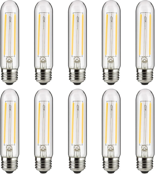 Sunlite LED Filament T10 Tubular Light Bulb, 2 Watts (25W Equivalent), 160 Lumens, Medium E26 Base, 120 Volts, Dimmable, 90 CRI, UL Listed, Clear, 5000K Daylight, 10 Pack