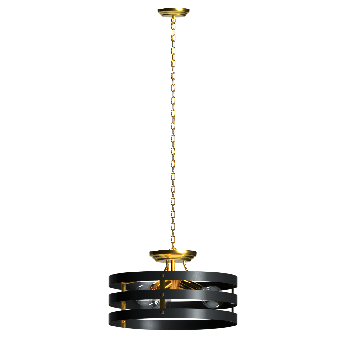 Banda Three Light Farmhouse Round Cage Pendant Fixture